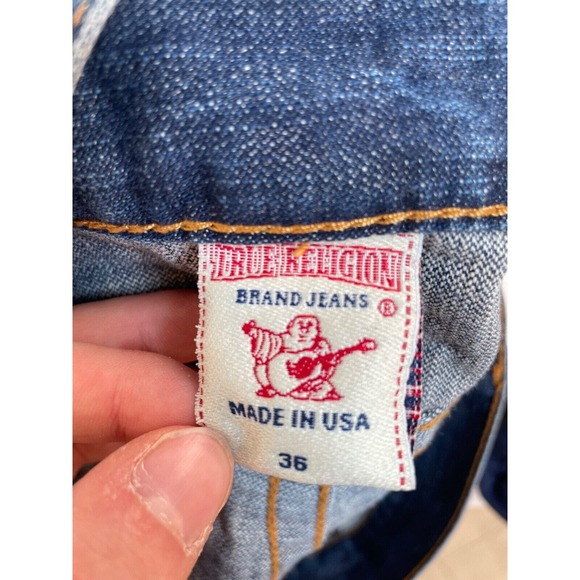 True Religion Jeans Men's 36x34 Ricky Super T Stitched Flap Pockets Relaxed USA - Picture 4 of 4